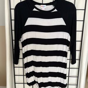 LuLaRoe Black and White Striped Top Small